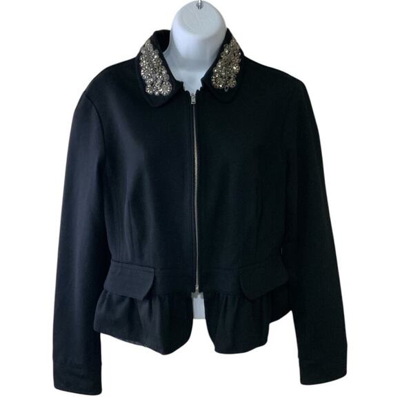 INC International Concepts Suit Jacket Blazer Womens L Full Zip Beaded Formal - Picture 2 of 10